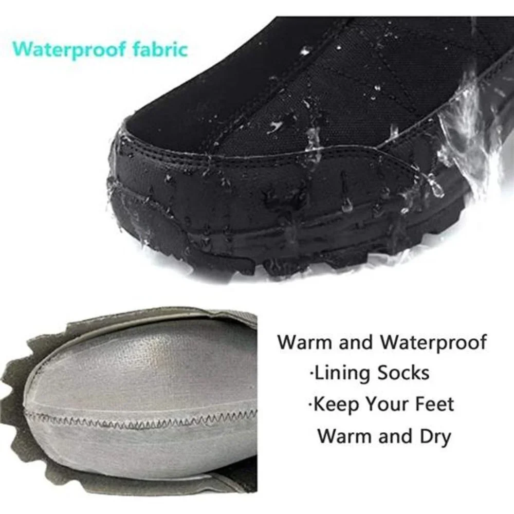 Men's Warm Snow Boots, Fur Lined Waterproof Winter Shoes